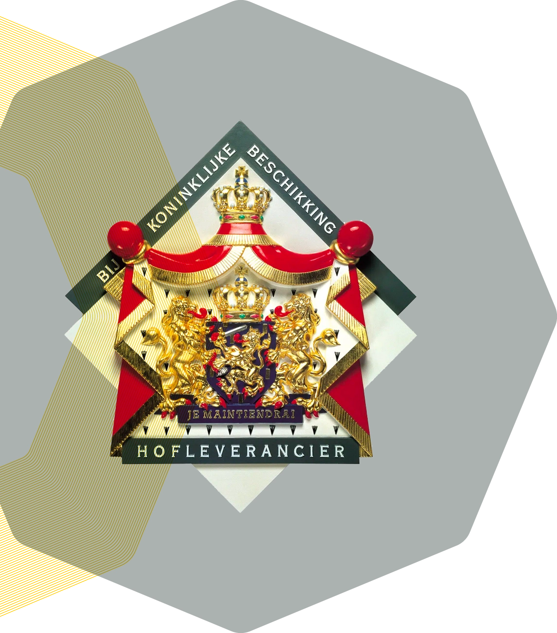 Bakkerij Visser &ndash; familie op het podium tijdens de uitreiking van het predicaat Hofleverancier, omringd door bloemen.